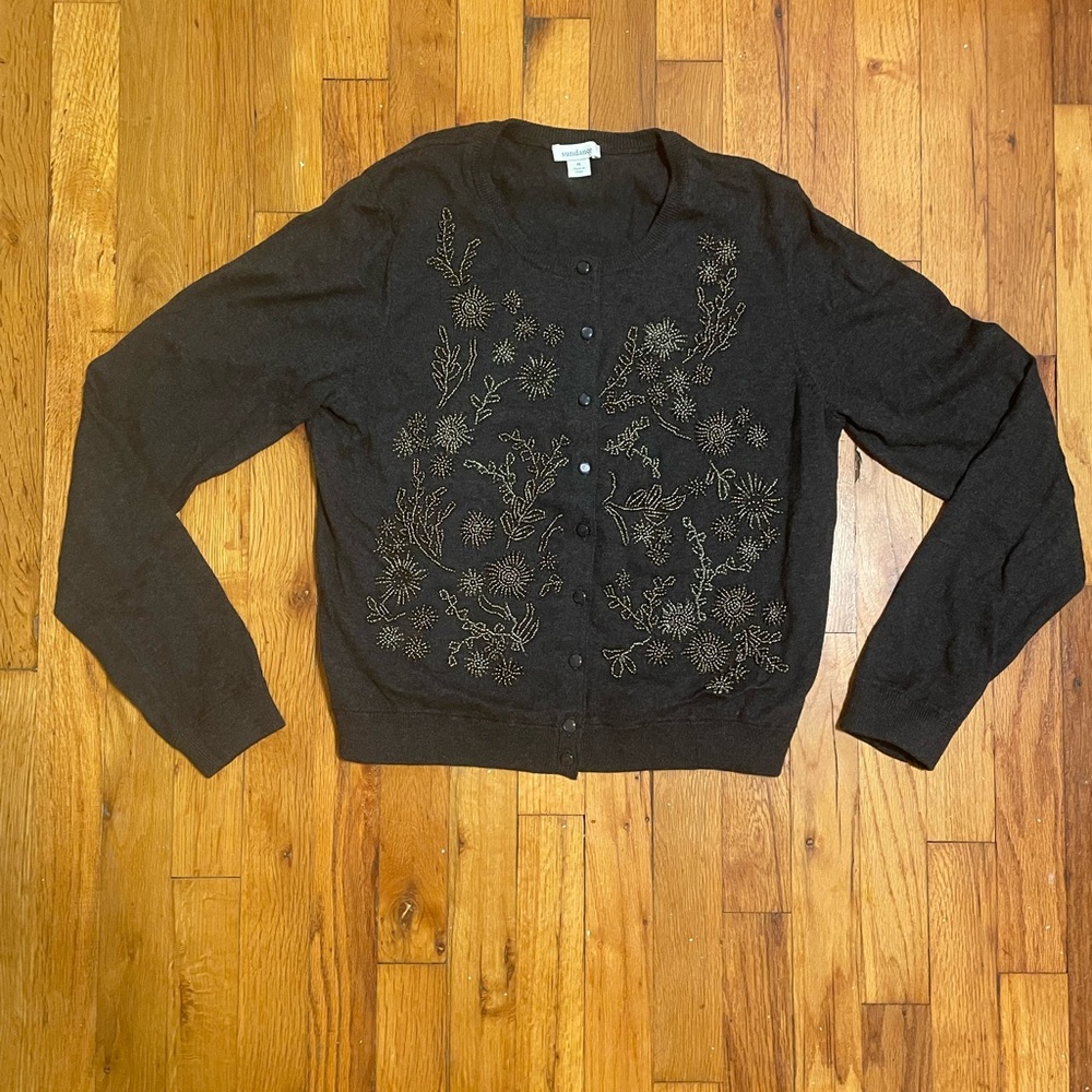 Sundance Black Cardigan with Gold Embroidery